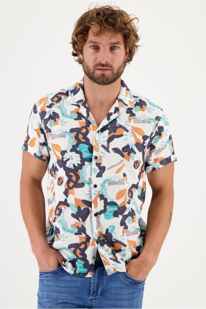 OVERHEMD FLORAL PRINTED MET OPEN KRAAG 334547 972 soft peach